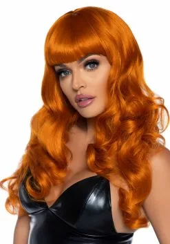 LEG AVENUE 24in Long Wavy Bang Ginger/Orange Wig