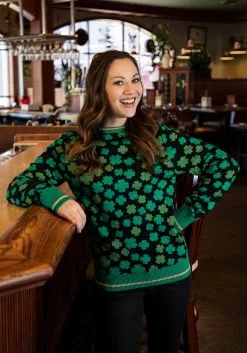 BigWan Apparel Co. Clovers All-Over Print St Patrick's Sweater For Adults