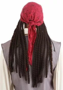 Elope Disney Jack Sparrow Adult Bandana And Dreads Set -Cheap Holiday Costumes Store adult jack sparrow bandana and dreads set alt 3