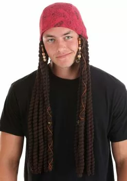 Elope Disney Jack Sparrow Adult Bandana And Dreads Set -Cheap Holiday Costumes Store adult jack sparrow bandana and dreads set alt 5