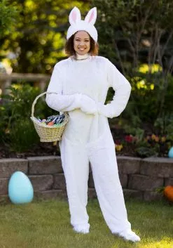 Fun Costumes Adult White Bunny Costume -Cheap Holiday Costumes Store adult open face white bunny alt 2