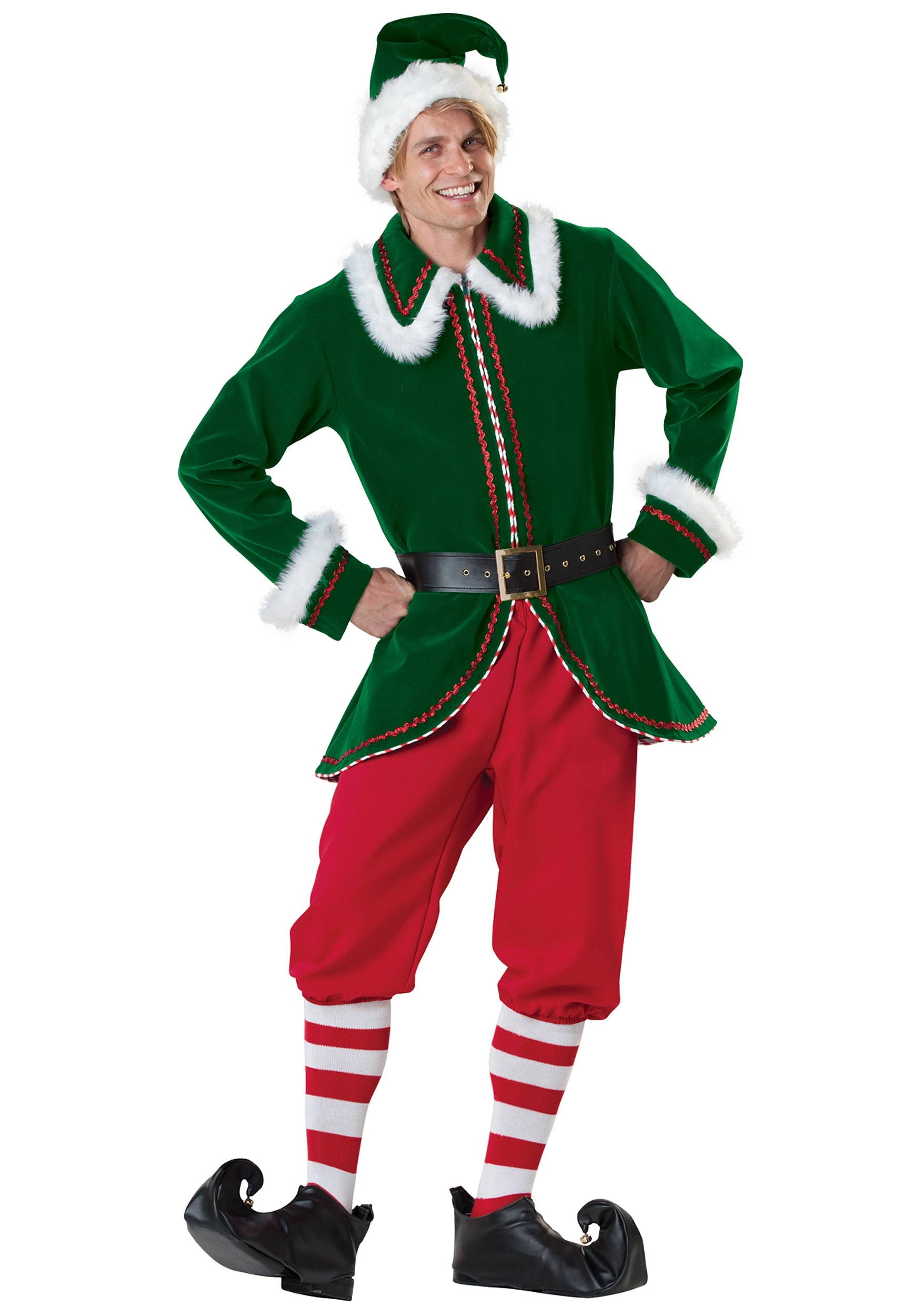 In Character Santa's Elf Costume For Adults 1 In Character Santa's Elf Costume For Adults