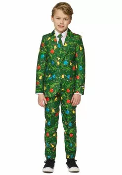 Opposuits Green Christmas Tree Light Up Suit For Boys