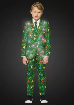 Opposuits Green Christmas Tree Light Up Suit For Boys -Cheap Holiday Costumes Store boys green christmas tree light up suit alt 2
