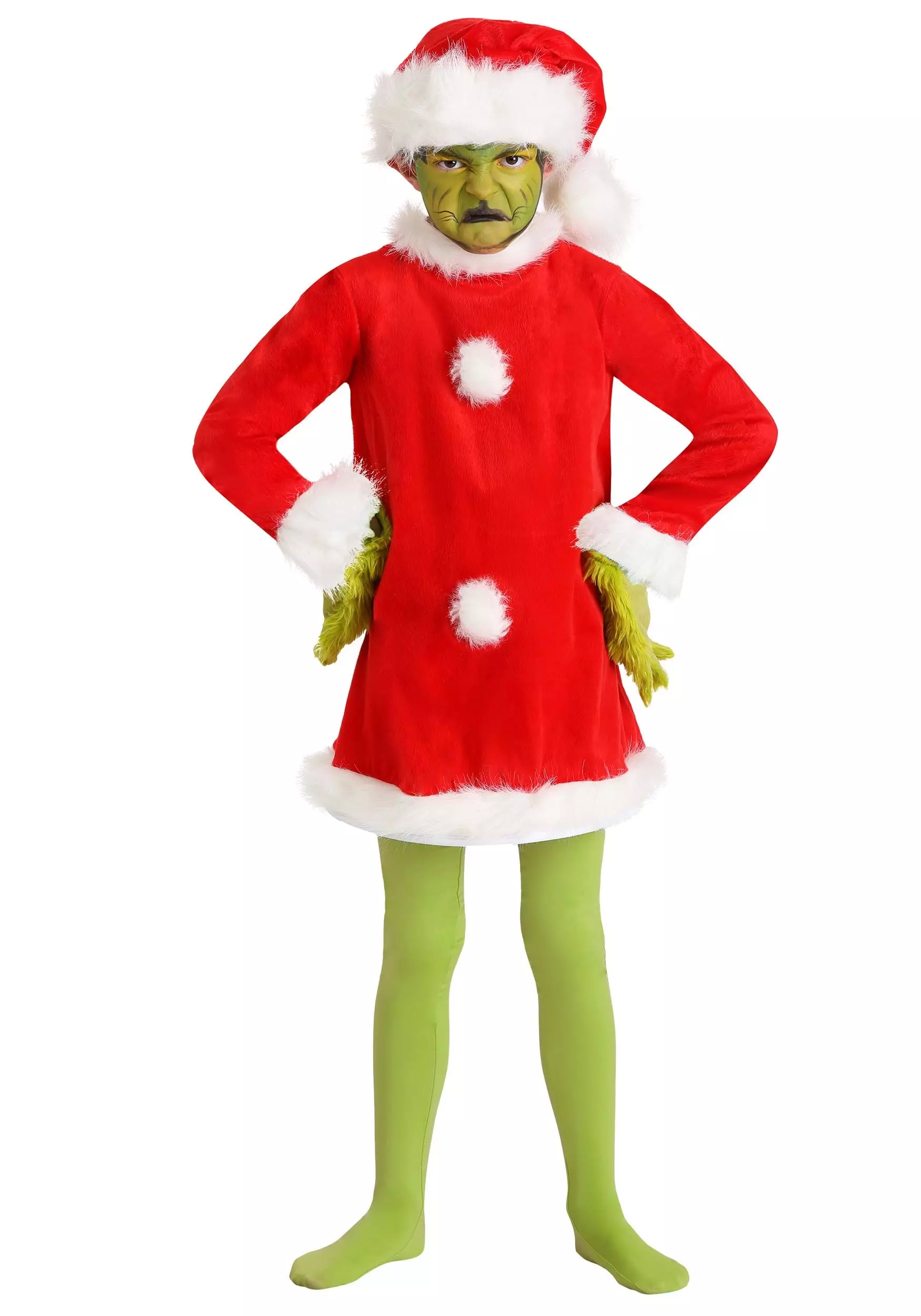 Elope Kids The Grinch Santa Deluxe Costume With Mask 3 Elope Kids The Grinch Santa Deluxe Costume With Mask - Image 3