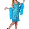 Fun Costumes Kid's Turquoise Sequin And Fringe Flapper Costume