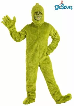 Elope Dr. Seuss Grinch Open Face Costume For Adults