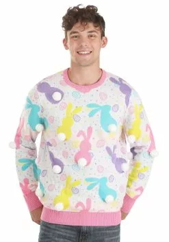 BigWan Apparel Co. Easter Bunny Adult Ugly Sweater -Cheap Holiday Costumes Store easter bunny ugly sweater alt 5