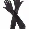 MUSIC LEGS Black Extra Long Satin Gloves