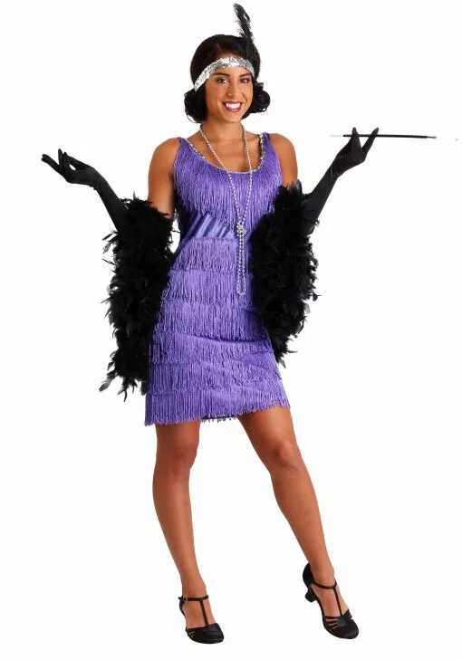 Fun Costumes Fringe Purple Flapper Costume -Cheap Holiday Costumes Store fringe purple flapper costume update main
