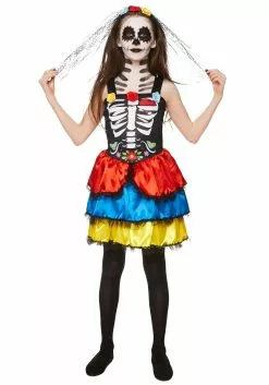 Karnival Costumes Girls' Day Of The Dead Costume Skeleton Dress