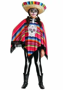 Fun Costumes Day Of The Dead Girl's Poncho Costume