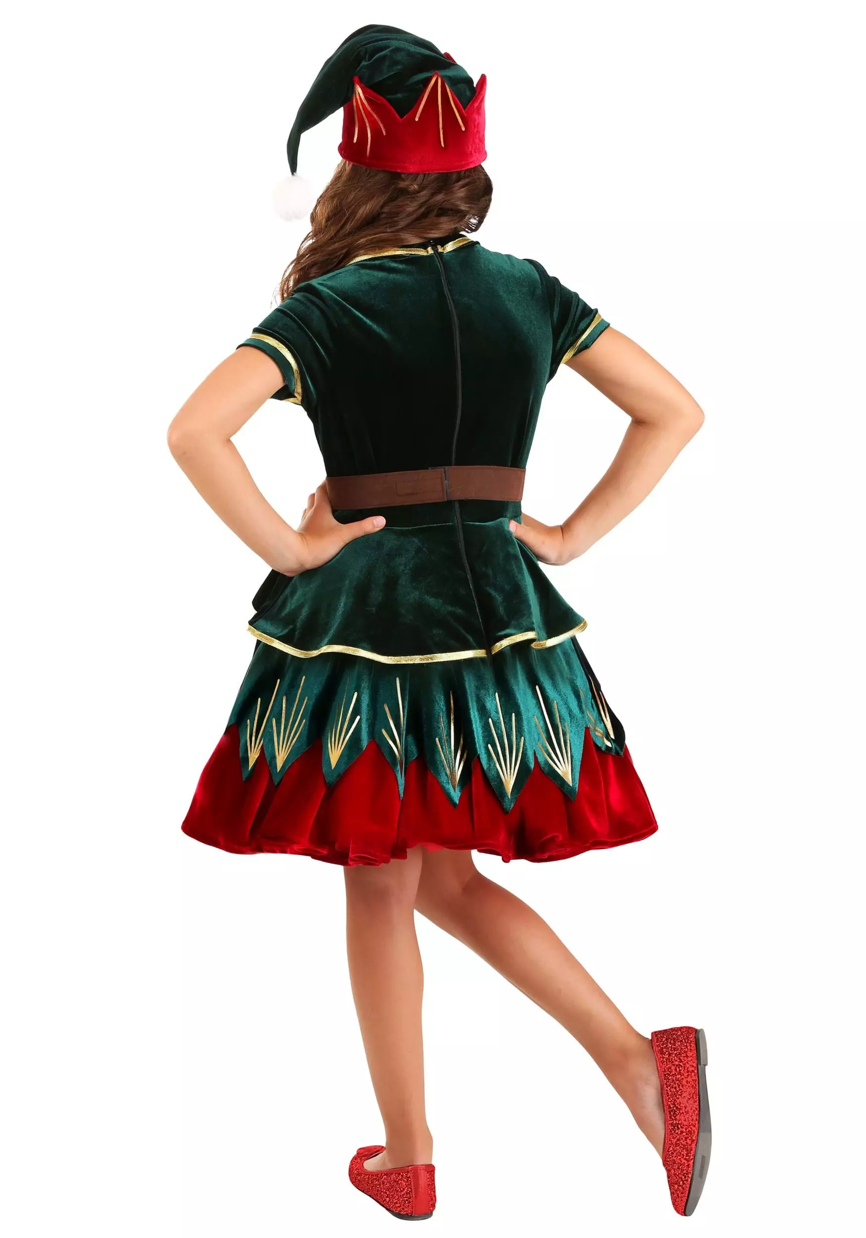 Fun Costumes Girl's Deluxe Christmas Elf Costume 2 Fun Costumes Girl's Deluxe Christmas Elf Costume - Image 2