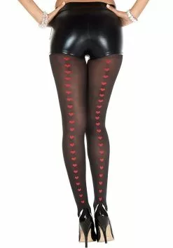 MUSIC LEGS Heart Backseam Tights For Women