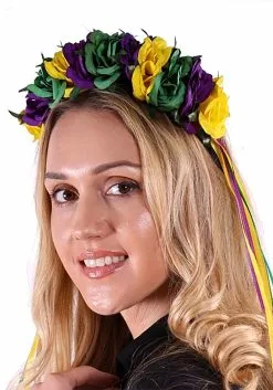 KBW Adult Mardi Gras Floral Crown Headband