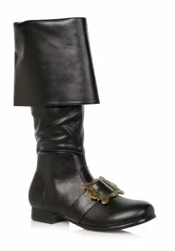 Ellie Black Pirate Buckle Boots For Men
