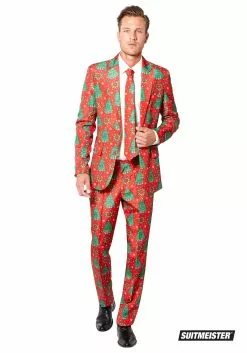 Opposuits Men's Red Christmas Trees Suitmeister Suit