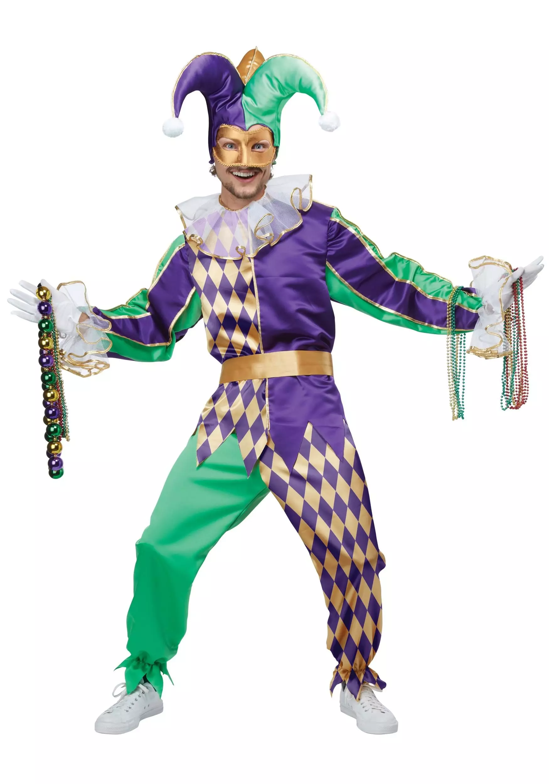 California Costume Collection Mardi Gras Jester Costume For Men 1 California Costume Collection Mardi Gras Jester Costume For Men