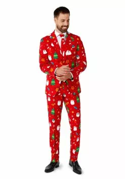 Opposuits Christmas Festivity Red Suit For Men