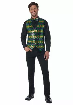 California Costume Collection Sequin Carnival Vest Set For Men