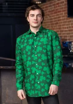 Opposuits Mens Suitmeister Button Up St. Pats Green Shirt
