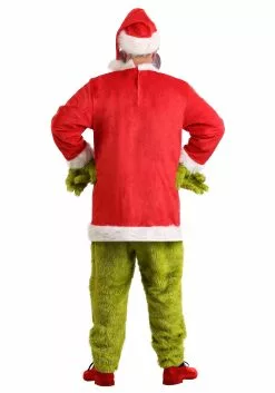 Elope The Grinch Men's Deluxe Santa Jumpsuit With Mask Costume -Cheap Holiday Costumes Store mens the grinch santa deluxe jumpsuit with mask alt 3