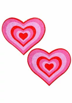 Pastease Pink & Red Heart Pasties For Adults