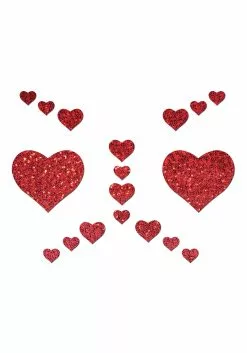 Pastease Red Crystal Heart Glitter Pasties Set For Adults