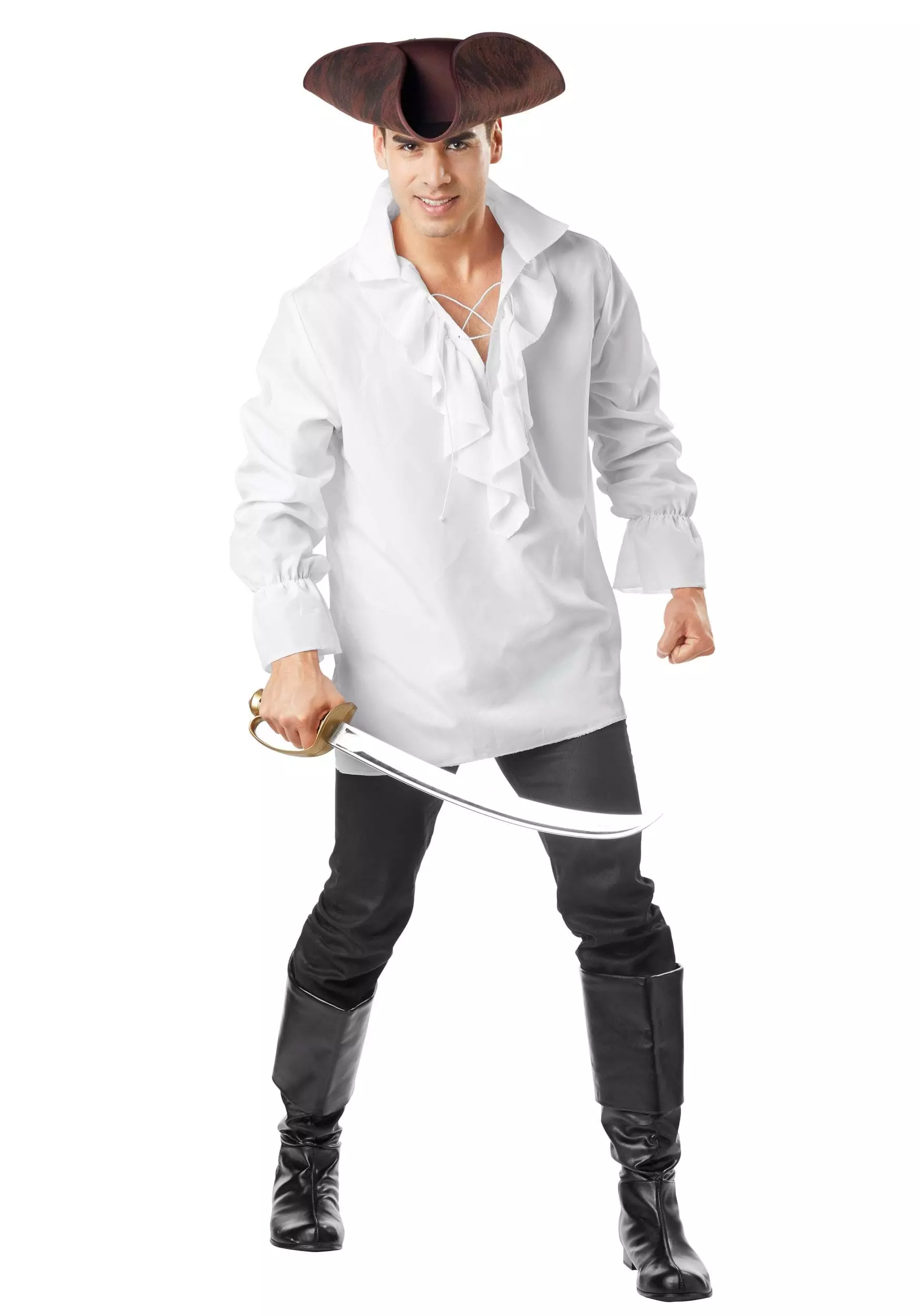 Seasons (HK) Ltd. Men's White Pirate Costume Shirt 2 Seasons (HK) Ltd. Men's White Pirate Costume Shirt - Image 2