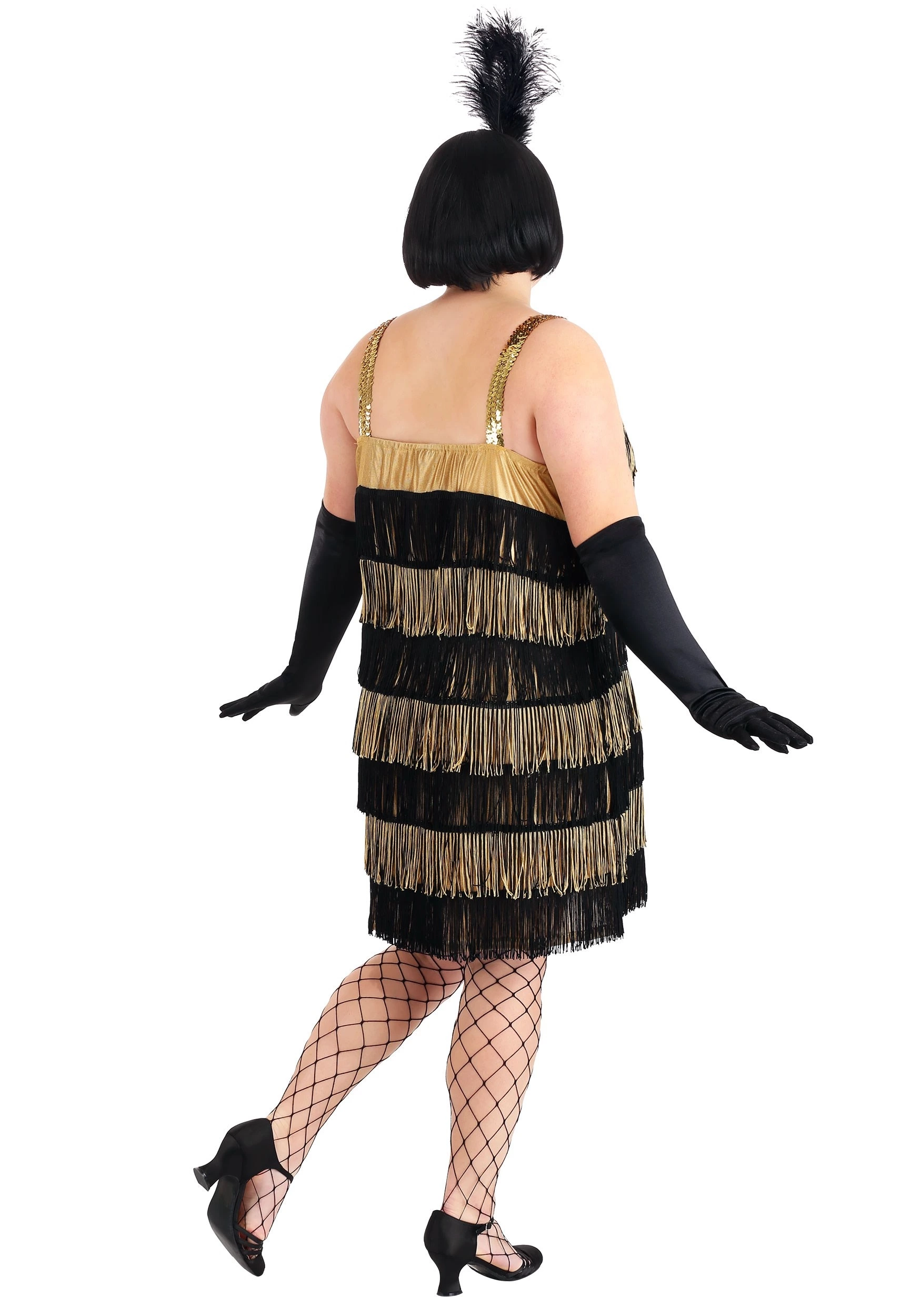 Fun Costumes Plus Size Fringe Gold Flapper Costume 2 Fun Costumes Plus Size Fringe Gold Flapper Costume - Image 2