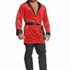 Underwraps Men's Red Velvet Plus Sized Smoking Jacket Costume
