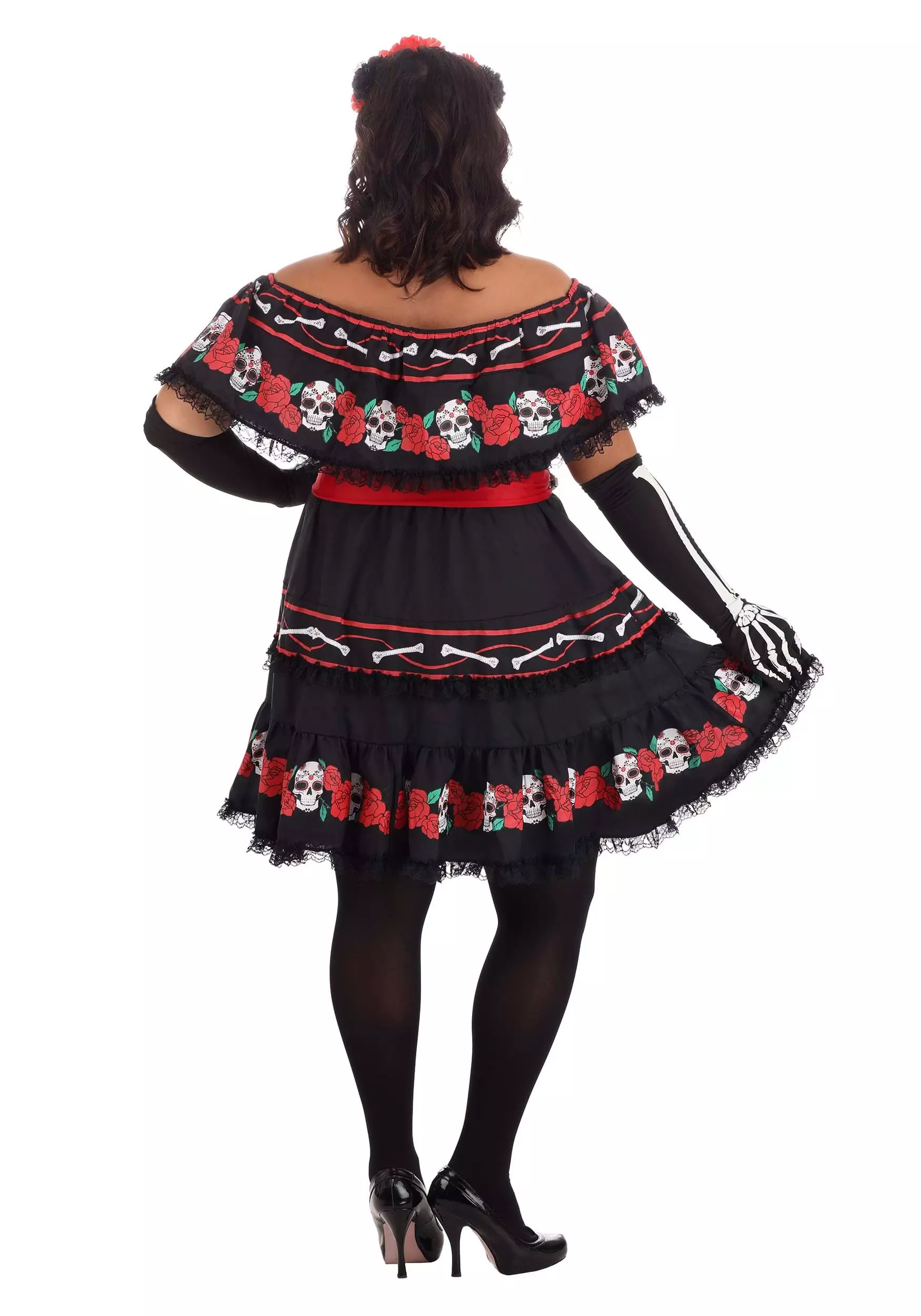 Seeing Red Plus Size Sugar Skull Women's Costume 2 Seeing Red Plus Size Sugar Skull Women's Costume - Image 2