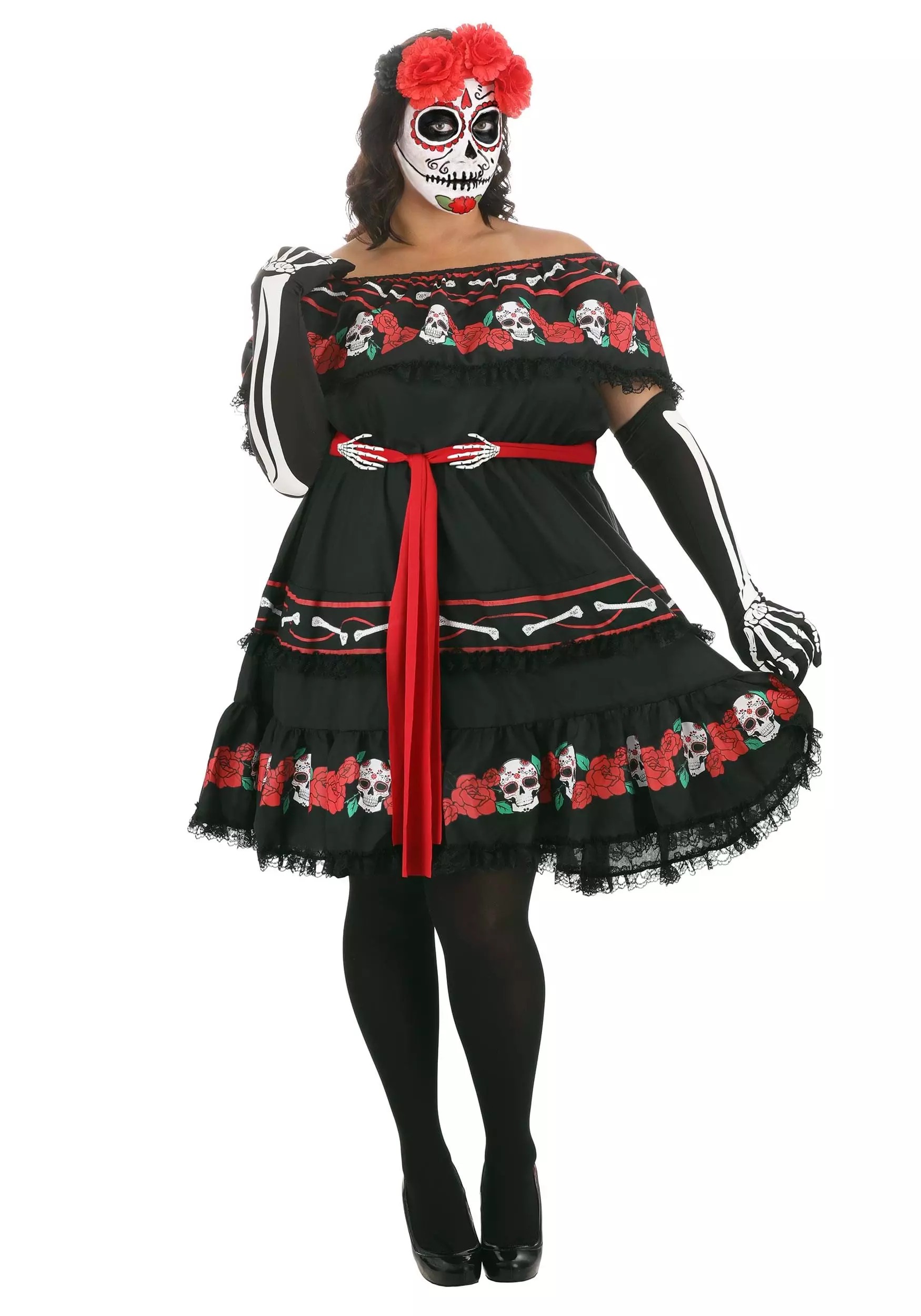 Seeing Red Plus Size Sugar Skull Women's Costume 1 Seeing Red Plus Size Sugar Skull Women's Costume