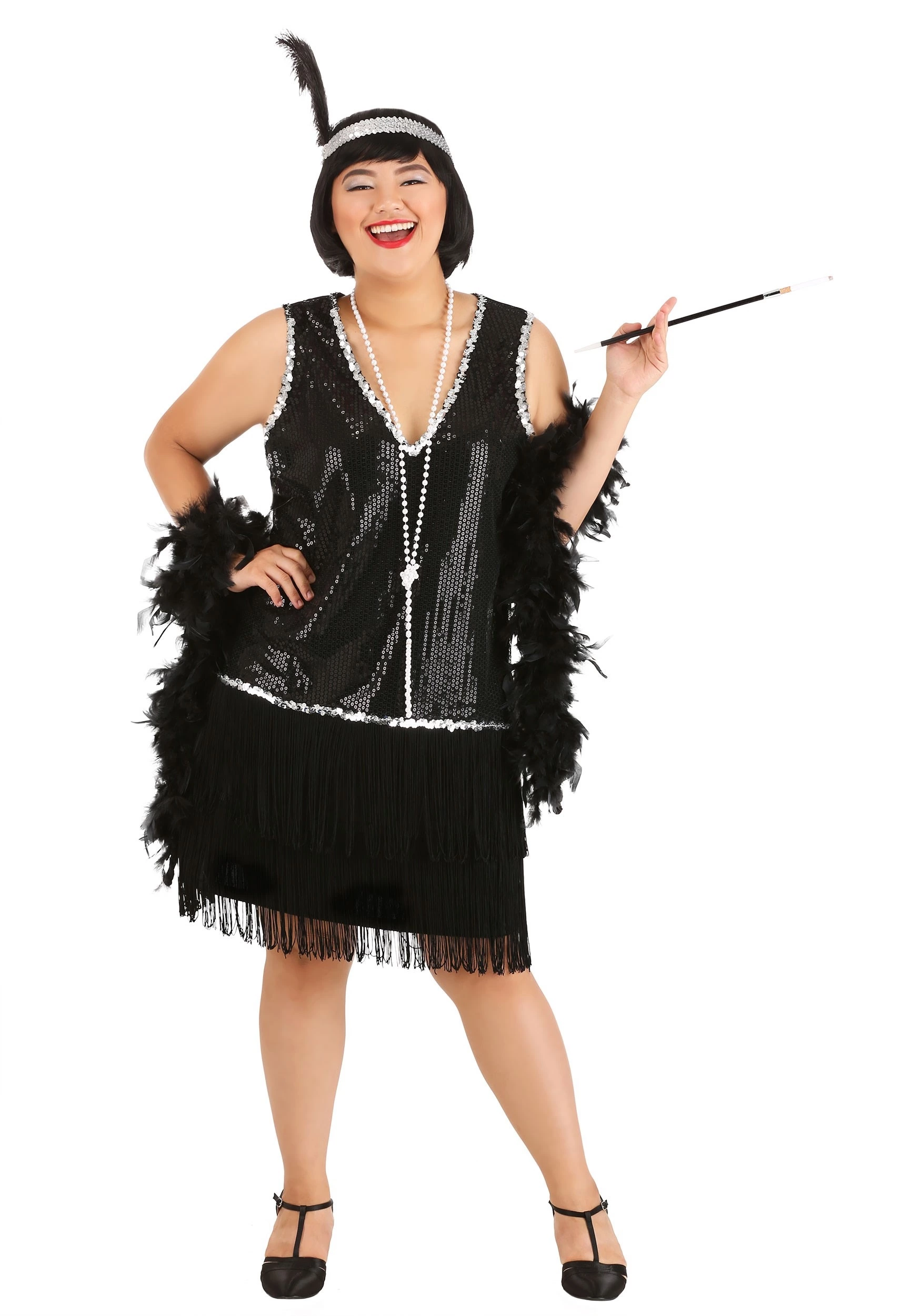 Fun Costumes Women's Plus Size Onyx Flapper Costume 1 Fun Costumes Women's Plus Size Onyx Flapper Costume