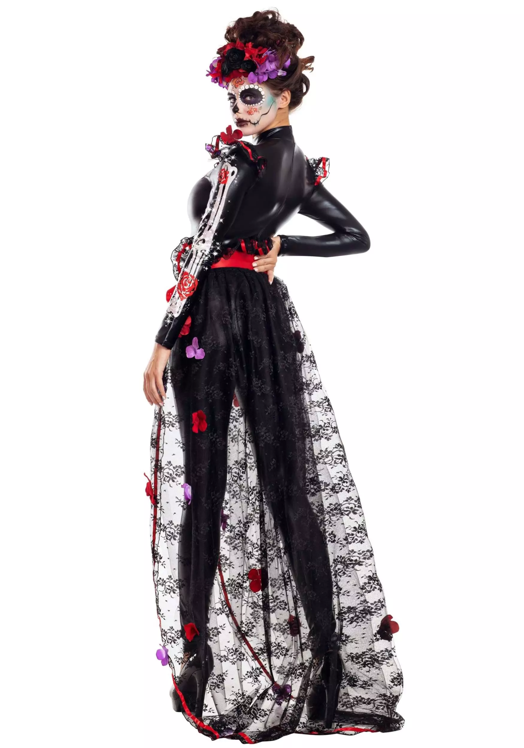 Party King Plus Size Rosas Day Of The Dead Costume 2 Party King Plus Size Rosas Day Of The Dead Costume - Image 2