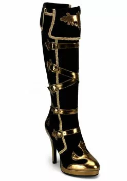 Pleasers USA, Inc. Sexy Black And Gold Pirate Boots