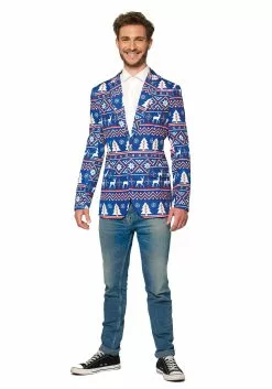 Opposuits Suitmeister Nordic Christmas Blue Blazer