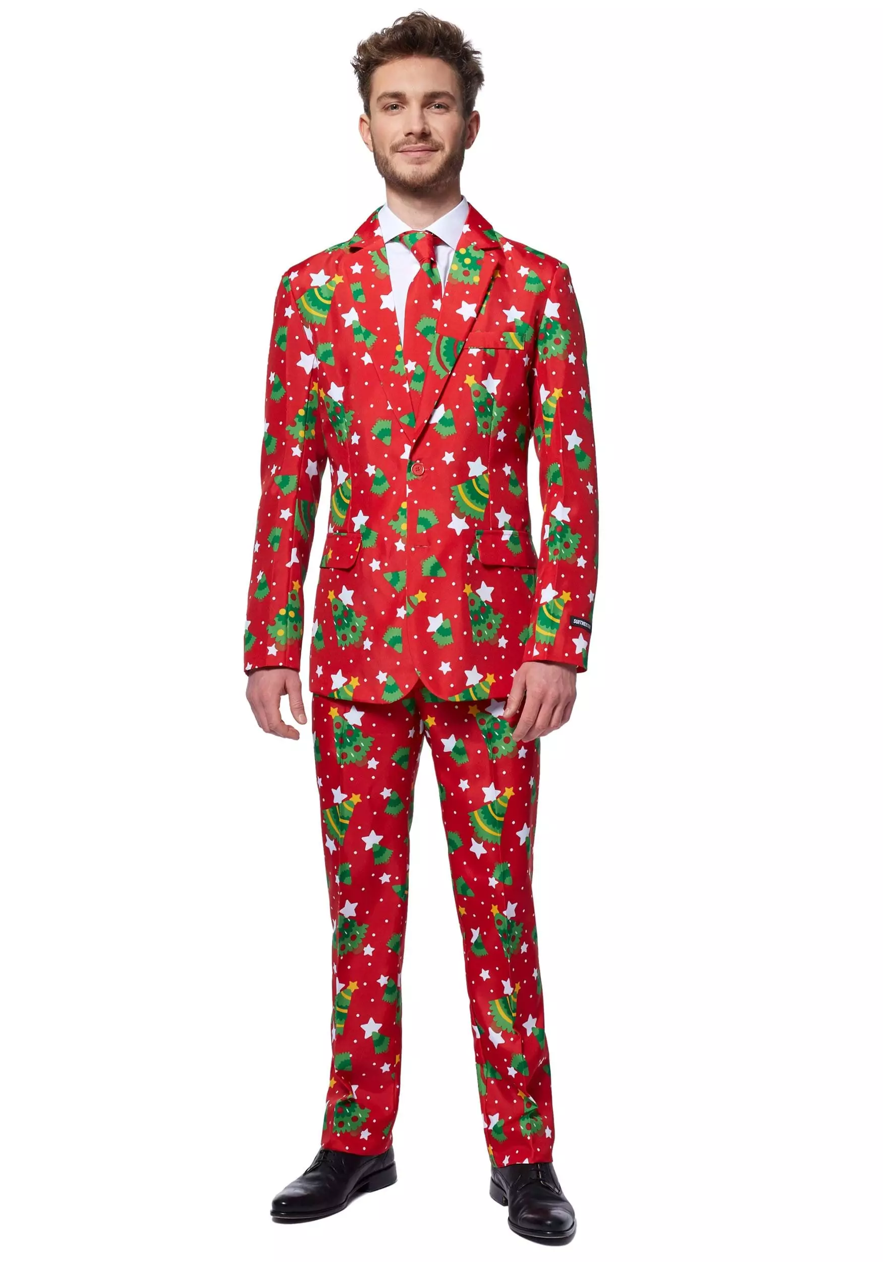 Opposuits Suitmeister Red Christmas Tree & Stars Suit 1 Opposuits Suitmeister Red Christmas Tree & Stars Suit