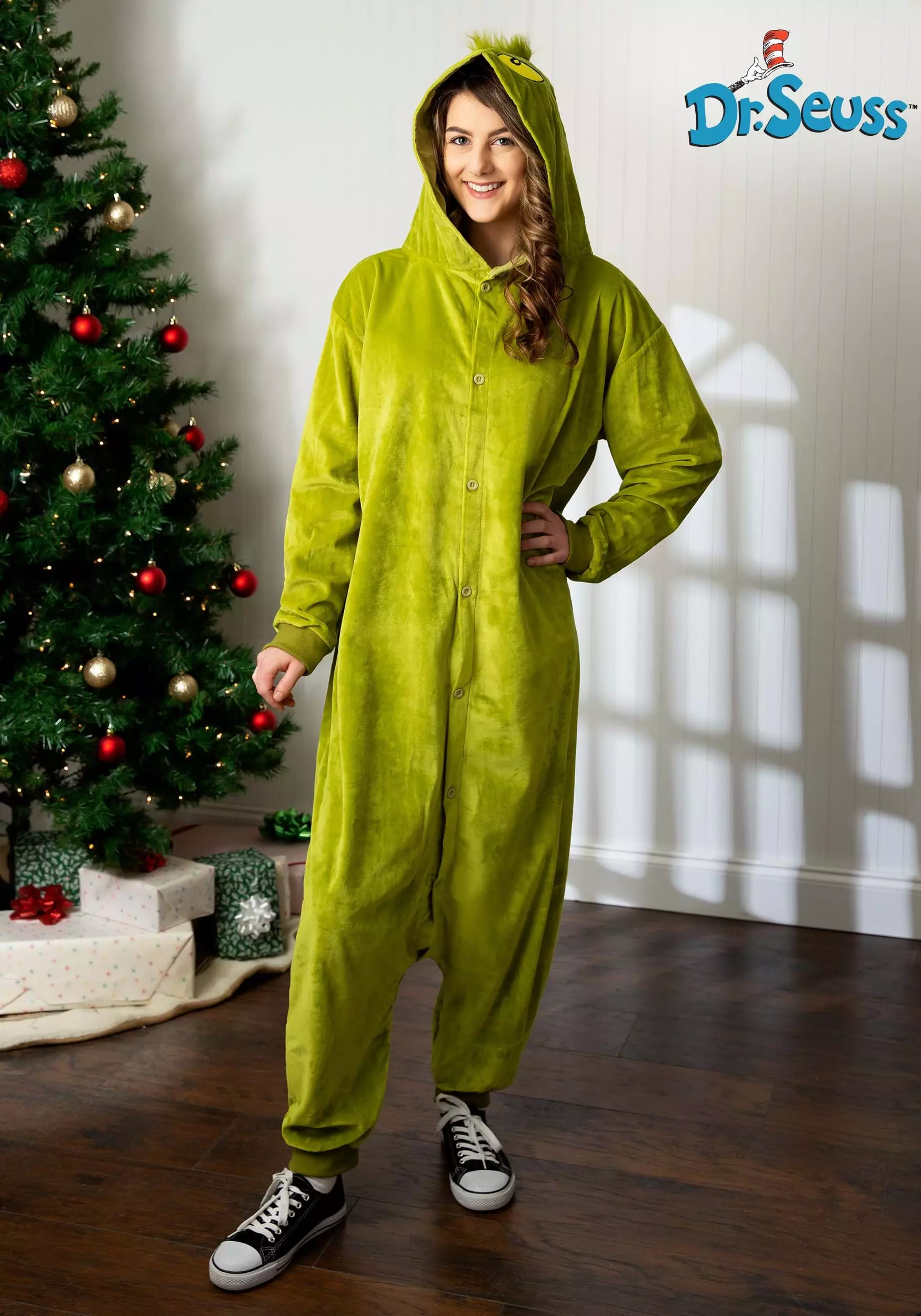 Elope The Grinch Adult Onesie Costume 1 Elope The Grinch Adult Onesie Costume
