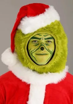 Elope Adult The Grinch Santa Open Face Costume -Cheap Holiday Costumes Store the grinch adult santa open face costume alt 2