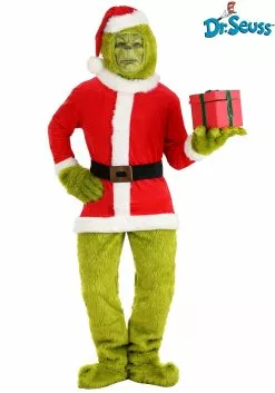 Elope Adult The Grinch Santa Open Face Costume -Cheap Holiday Costumes Store the grinch adult santa open face costume alt 6