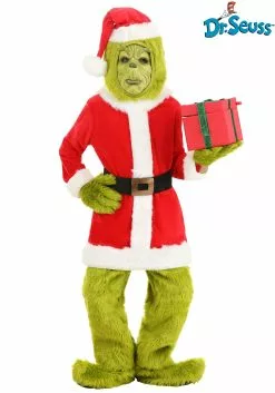 Elope The Grinch Santa Open Face Costume For Kids -Cheap Holiday Costumes Store the grinch child santa open face costume alt 5
