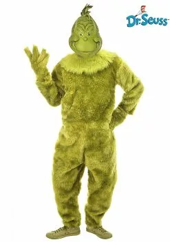 Elope Men's The Grinch Deluxe Jumpsuit W/ Latex Mask