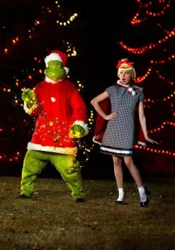Elope Adult The Grinch Plus Size Santa Deluxe Jumpsuit With Mask -Cheap Holiday Costumes Store the grinch santa adult plus size deluxe costume alt 4