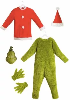 Elope Adult The Grinch Plus Size Santa Deluxe Jumpsuit With Mask -Cheap Holiday Costumes Store the grinch santa adult plus size deluxe costume alt 6