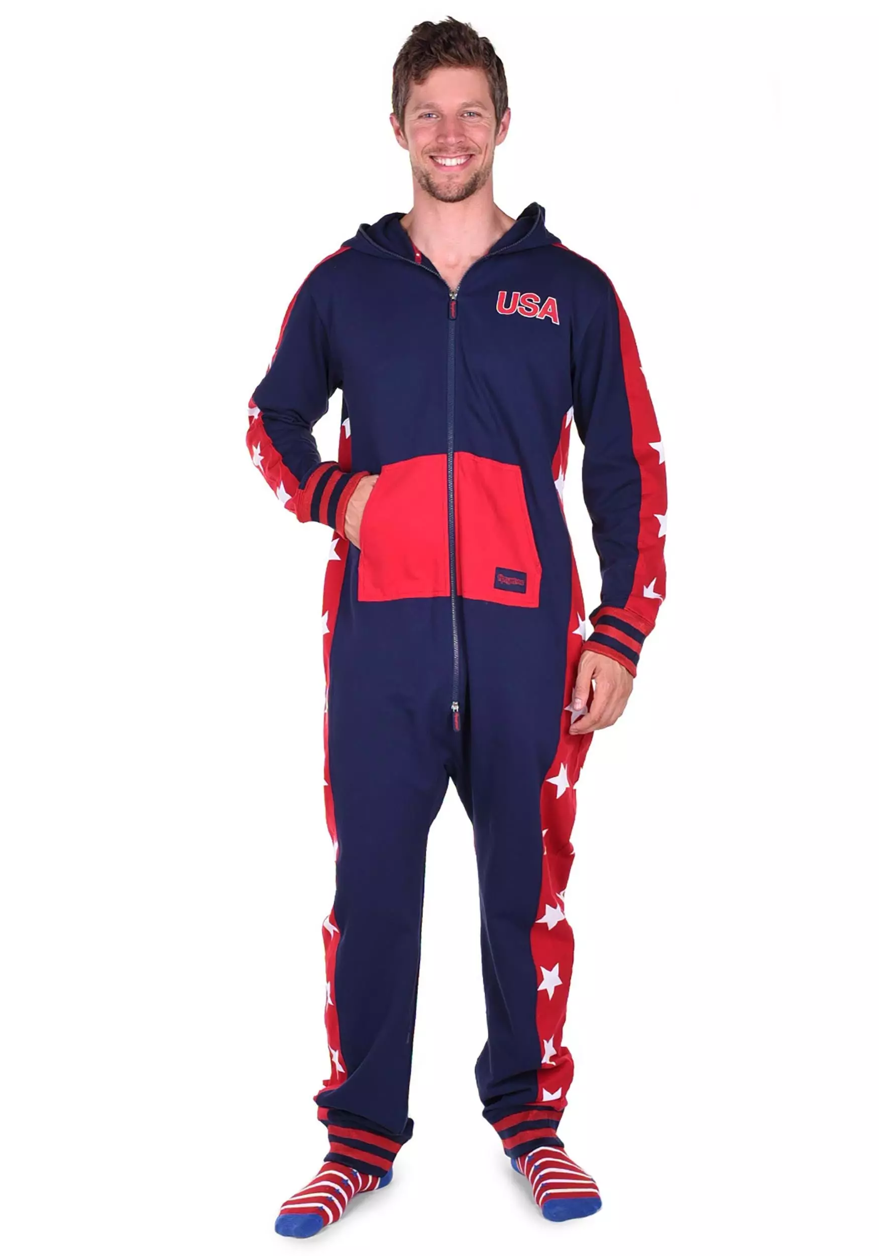 Tipsy Elves USA Stars Men's Jumpsuit Costume 3 Tipsy Elves USA Stars Men's Jumpsuit Costume - Image 3