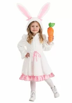 Fun Costumes Girl's Fuzzy White Rabbit Costume For Toddlers