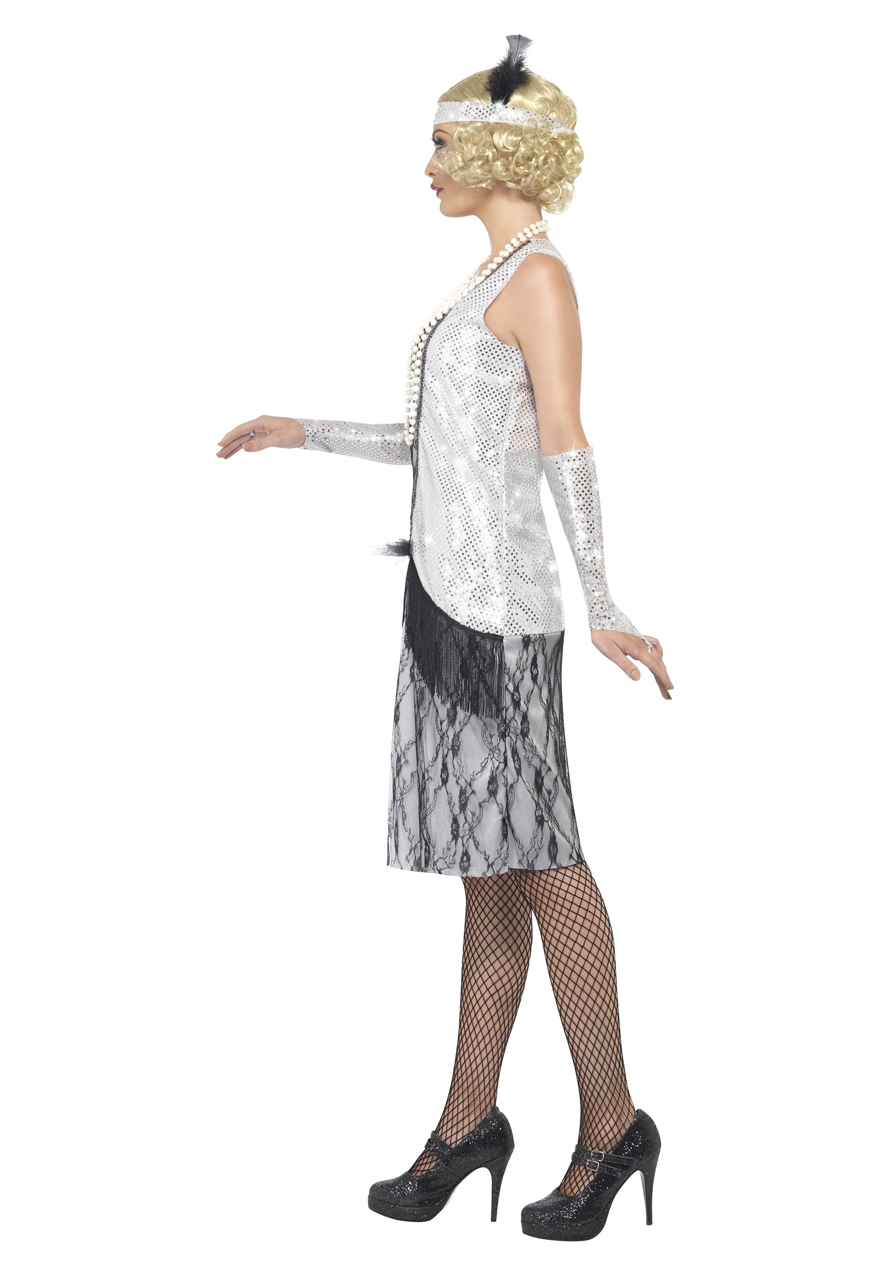 Smiffys Women's 1920s Silver Flapper Costume 3 Smiffys Women's 1920s Silver Flapper Costume - Image 3