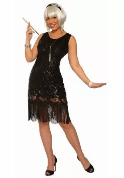 Forum Novelties, Inc Black Beaded Fringe Flapper Dress Costume