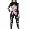 Karnival Costumes Women's Day Of The Dead Catsuit Costume